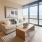 room with couch coffee table and large window